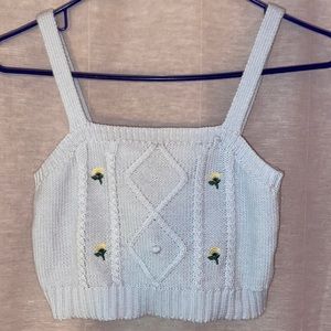 COPY - Baby Blue Cropped Knit Tank